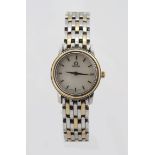 Ladies bi-metallic Omega wristwatch with a 6 jewel movement (calibre 1456), the mother of pearl dial