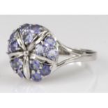 9ct White Gold Tanzanite set Ring size N weight 3.5g