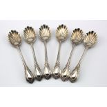 Six silver shell- bowled teaspoons hallmarked HH&S Sheffield 1898, weighs 3oz approx.