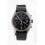 CWC British Military issue chronograph stainless steel gents wristwatch. The signed black dial