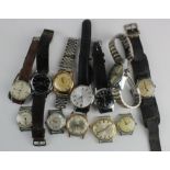 Collection of twelve (12) gents automatic / manual wind wristwatches, makes include Olivia, Castell,
