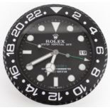 Rolex Oyster Perpetual Date GMT Master II dealer's wall clock, diameter 34cm approx. (working at