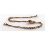 9ct gold "T" bar pocket watch chain. Approx length 40cm, total weight 45.6g