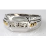 9ct white gold ring set with four diamonds total 0.28ct, finger size V, weight 7.3g