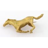 9ct Gold Galloping Horse Brooch weight 9.6g