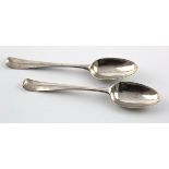 Two Georgian silver rose back teaspoons, circa 1770, hallmarked 'Thomas Evans' & 'George Smith',