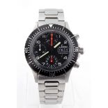 Gents Sinn model 256 chronograph automatic stainless steel cased wristwatch, the black dial with