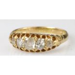 18ct Gold five stone Diamond Ring size O weight 3.6g