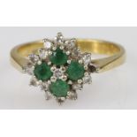 18ct Gold Emerald and Diamond Ring size J weight 4.1g