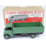 Dinky Supertoys, no. 511 'Guy 4-Ton Lorry, black chassis, green cab & back, contained in original