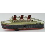 Queen Mary clockwork tinplate toy ship, length 11.5cm approx.