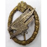 German Army Parachutists qualification badge, Junker maker marked