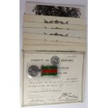 WW2 nurses training certificates, photos, Bedford ARP service certificate, defence medal etc to Miss