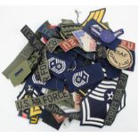 Cloth Badges: United States Militaria badges and rank insignia. (approx 110+)
