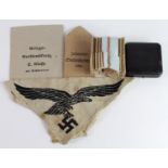 German Luftwaffe sports vest badge with case for screw back Iron Cross Ist class, packets for