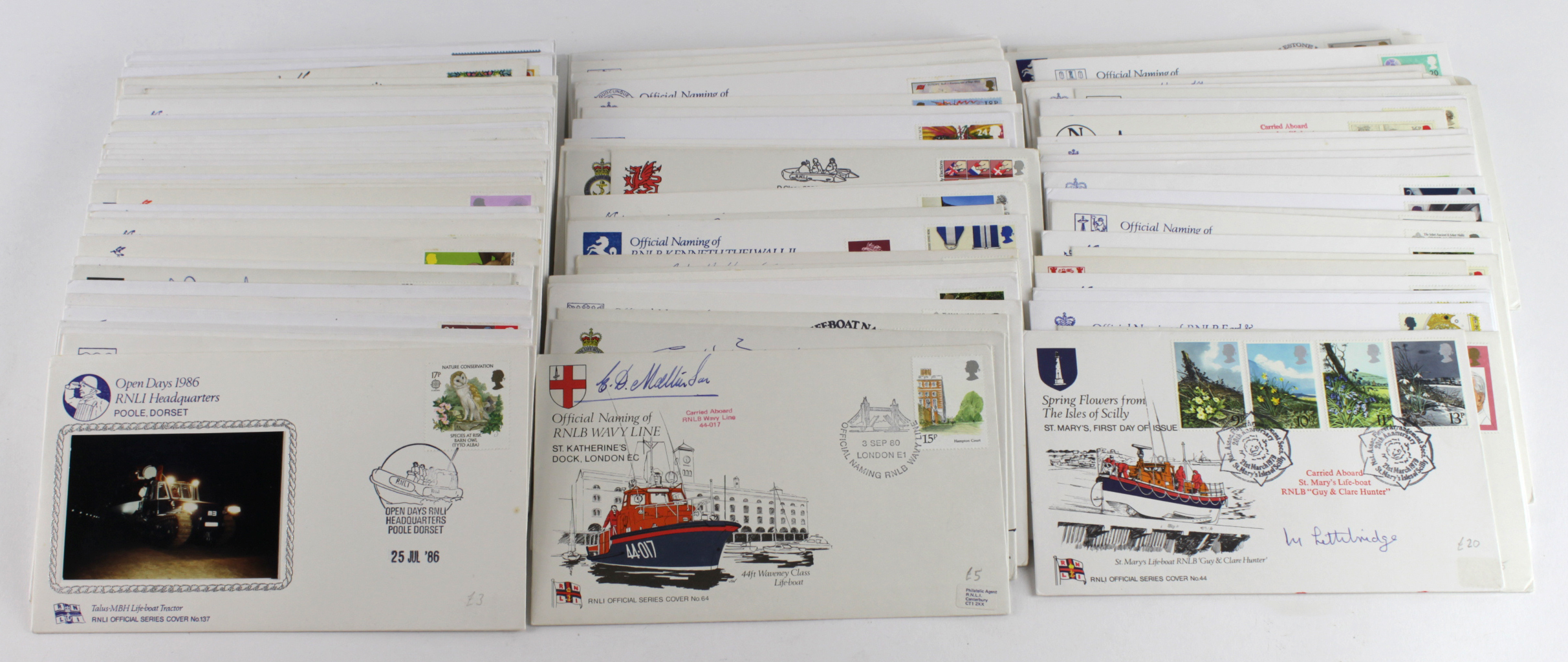 Life Boat Commemorative Covers collection, many with signatures.   (Qty)