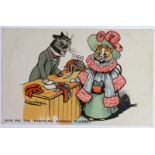 Louis Wain cats postcard - Davidson: Give Me the Farthing Change Please.