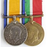 BWM & Mercantile Marine Medal to William Scott. Killed In Action 31/3/1918 when SS Excellence Pleske