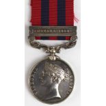 India General Service Medal with Hazara 1888 clasp, named to 743 Pte J Hill 1st Bn Suffolk Regt.