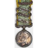 Crimea Medal with bars Alma/Inkermann/Sebastopol and a privately inscribed ribbon clasp 'B Baily