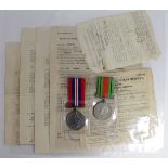 RAF Defence and War medals, various letters, documents, service and discharge document to AC2