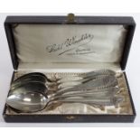 German WW2 SS a boxed set of large spoons, in fitted Winkler of Chemnitz case, 6x with SS logo to