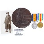 BWM & Victory Medal + Death Plaque to 22-1050 Pte T Anderson Durham L.I. Killed In Action 25/3/