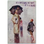 Suffragette postcard. Comic humour published by Joseph Asher. "It's not a VOTE you want - it's a