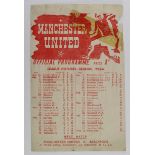 Manchester United single sheet v Preston North End 26 Jan 1946 (old selotape repair) Poor