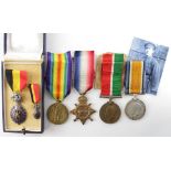 1915 Star Trio (R-4413 Pte H L Bradley K.R.Rif.C.). Mercantile Marine Medal (Ralph V. Scoble) with