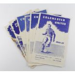 Colchester United programmes, c1956-1961 (approx 6)