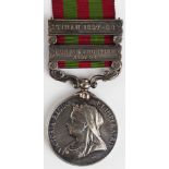 India Medal 1896 with bars Punjab Frontier 1897-98, and Tirah 1897-98 named (4390 Pte J Wakelin