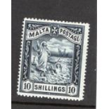 Malta 1899 10s blue-black stamp, SG.35, lightly mounted mint, cat £100