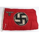 German Reich flag dated 1943 with various stencilling to the lanyard size 55 x 100.