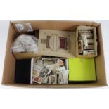 Crate containing large number of cards in boxes, albums, bags, loose, etc, several appear to be