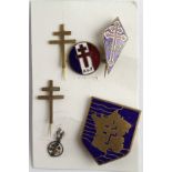 Badges: Free French Forces WW2 Badges and Lapel Pins and Stick Pins. (5 Items)