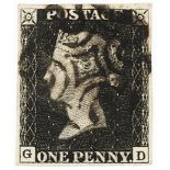 GB - 1840 Penny Black Plate 6 (G-D) four good even margins, no faults, very fine used, cat £375
