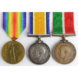 BWM (George Hill) & Victory Medal (3975E.S. G Hill ENGN RNR), and Mercantile Marine Medal (George