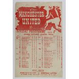 Manchester United single sheet v Newcastle United 22nd April 1946