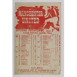 Manchester United single sheet v Manchester City 6th April 1946