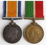 BWM & Mercantile Marine Medal to James Cunningham. Killed In Action 18/1/1917 when SS Planudes (