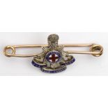 Sweetheart badge - The Royal Sussex Regt. unmarked silver and unmarked 9ct. gold medal - has a