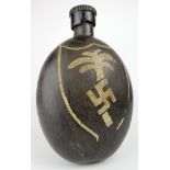 WW2 Style D.A.K (Africa Corps) Husk covered canteen with the D.A.K insignia hand painted on the