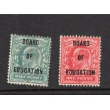 GB Board of Education Official EVII ½d &1d stamps, very lightly mounted mint, light creasing.