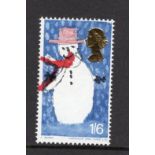 GB colour shift, 1966 1s6d Christmas stamp, showing scarf significantly misplaced, unmounted mint.