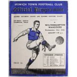 Ipswich Town v Wolverhampton 30/3/1938 Friendly, programme still with Wolves Team photo.