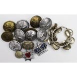 Fire Brigade lot - 5 large H.F.B. (Hertfordshire Fire Brigade) buttons + 10 small H.F.B. buttons + 6