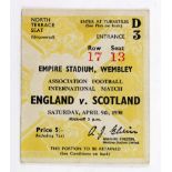 England v Scotland 9th April 1938 at Wembley North Terrace Ticket