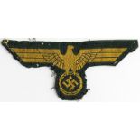 German Kreigsmarine WW2 Embroidered Breast Eagle (National Emblem) in excellent worn condition.