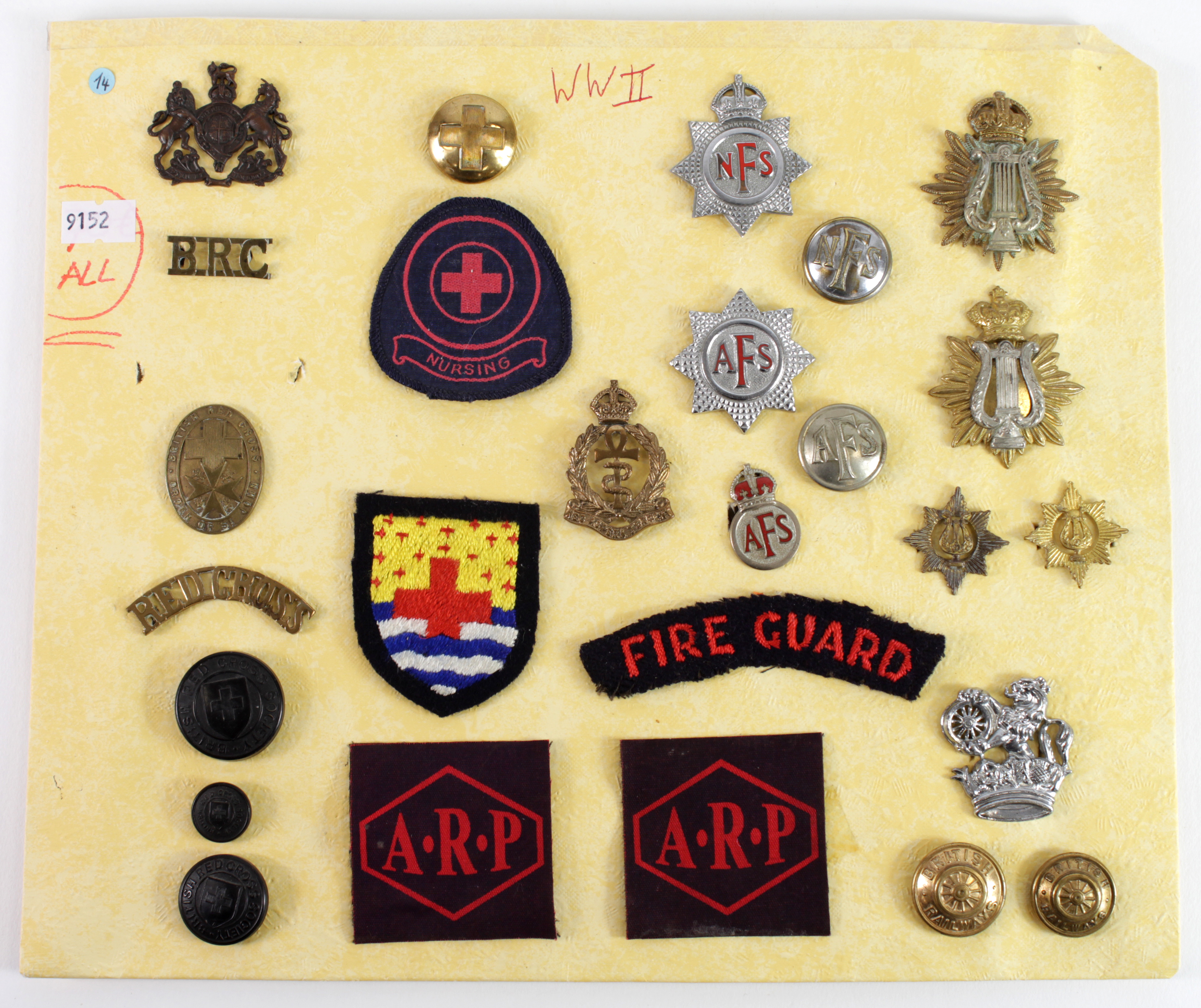 Badges Home Front a selection of medical, railway and fire service badges from an old collection.